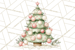 Pastel Christmas Tree Clipart PNG, Pink And Mint Christmas Product Image 2