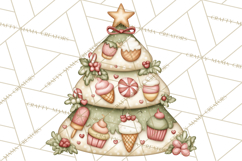 Pastel Christmas Tree Clipart PNG, Pink And Mint Christmas Product Image 3
