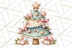 Pastel Christmas Tree Clipart PNG, Pink And Mint Christmas Product Image 4