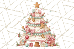 Pastel Christmas Tree Clipart PNG, Pink And Mint Christmas Product Image 5
