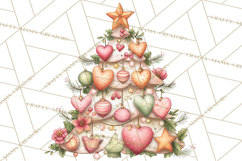 Pastel Christmas Tree Clipart PNG, Pink And Mint Christmas Product Image 3