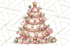 Pastel Christmas Tree Clipart PNG, Pink And Mint Christmas Product Image 4