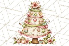 Pastel Christmas Tree Clipart PNG, Pink And Mint Christmas Product Image 5