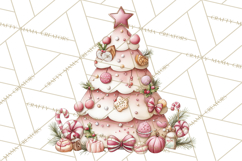 Pastel Christmas Tree Clipart PNG, Pink And Mint Christmas Product Image 5