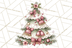 Pastel Christmas Tree Clipart PNG, Pink And Mint Christmas Product Image 2