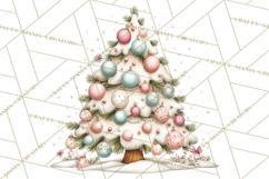 Pastel Christmas Tree Clipart PNG, Pink And Mint Christmas Product Image 3