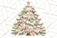Pastel Christmas Tree Clipart PNG, Pink And Mint Christmas Product Image 4