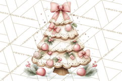 Pastel Christmas Tree Clipart PNG, Pink And Mint Christmas Product Image 5