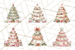 Pastel Christmas Tree Clipart PNG, Pink And Mint Christmas Product Image 6