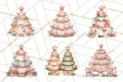 Pastel Christmas Tree Clipart PNG, Pink And Mint Christmas Product Image 7