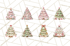 Pastel Christmas Tree Clipart PNG, Pink And Mint Christmas Product Image 8