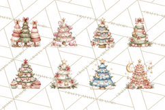 Pastel Christmas Tree Clipart PNG, Pink And Mint Christmas Product Image 4