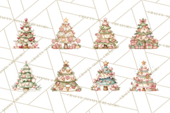 Pastel Christmas Tree Clipart PNG, Pink And Mint Christmas Product Image 2