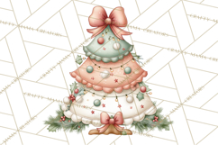 Pastel Christmas Tree Clipart PNG, Pink And Mint Christmas Product Image 2