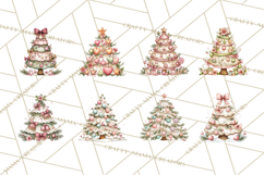 Pastel Christmas Tree Clipart PNG, Pink And Mint Christmas Product Image 5