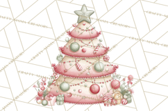Pastel Christmas Tree Clipart PNG, Pink And Mint Christmas Product Image 3