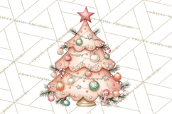 Pastel Christmas Tree Clipart PNG, Pink And Mint Christmas Product Image 4
