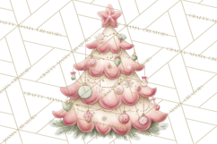 Pastel Christmas Tree Clipart PNG, Pink And Mint Christmas Product Image 5