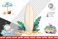 Pastel Tropical Summer Clipart Product Image 1