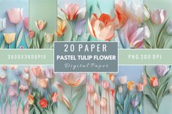 Pastel Tulip Flower Digital Paper Bundle Product Image 1