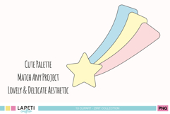 Unicorn castle and rainbow clipart in soft pastel tones