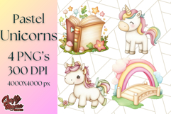Fairy Tale Unicorn PNG Pastel Magic Clipart, Fantasy Rainbow Product Image 1