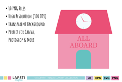 Cute train clipart bundle with hearts and wagons