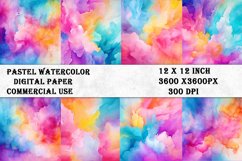 Pastel Watercolor Digtial Paper -12 x12 inch PNG Product Image 1