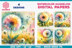 Whimsical Dandelion Meadow Digital Paper Bundle Product Image 5