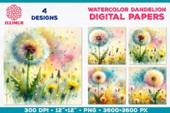 Whimsical Dandelion Meadow Digital Paper Bundle Product Image 6