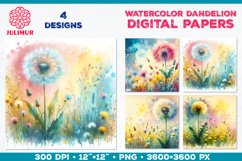 Whimsical Dandelion Meadow Digital Paper Bundle Product Image 14