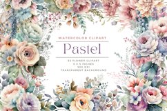 55 Pastel Watercolor Flower Clipart Bouquets Product Image 1