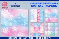 Pastel Watercolor Snowflake Digital Paper Bundle Product Image 3
