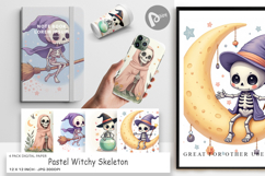 Digital Paper Pastel Witch Skeleton Product Image 1