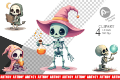 Pastel Witch Skeleton Clipart Product Image 1