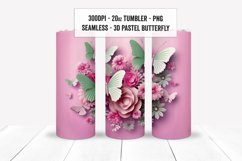 3D Pastel Butterfly Floral Wraps, Seamless Tumbler Wrap Set Product Image 11