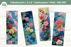 Pastel Floral Bookmark , Printable Crafts, 4 PNG Product Image 1