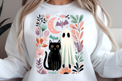 Retro Pastel Halloween Ghost Cat PNG Product Image 2