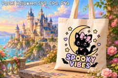 Pastel Halloween Cat Girl SVG Design | Halloween SVG Product Image 1