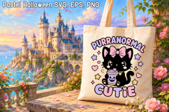 Pastel Halloween Cat Girl SVG Design | Halloween SVG Product Image 1
