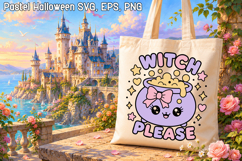 Pastel Halloween Witch Cauldron SVG Design | Halloween SVG Product Image 1