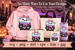 Ghost in a Cauldron SVG | Cute Halloween Ghost & Line Art Product Image 2