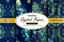 Seamless digital paper pack with peacock feathers pattern Product Image 1