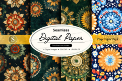 Seamless digital paper with floral patterns Product Image 1