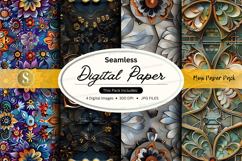 Seamless digital paper pack - floral and ornate designs Product Image 1