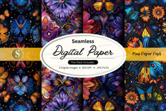 Seamless digital paper with floral and butterfly pattern Product Image 1