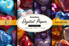 Seamless digital paper with colorful heart design Product Image 1