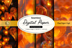 Seamless digital paper - orange floral pattern Product Image 1