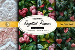 Seamless digital paper with floral and lace design Product Image 1
