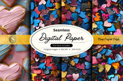 Seamless digital paper heart confetti pattern Product Image 1